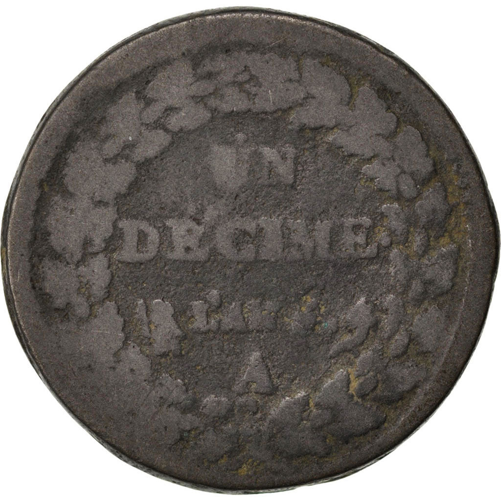 FRANCE, Dupré, Decime, 1797, Paris, KM #644.1, VF(20-25), Bronze, 32, Gadoury #.