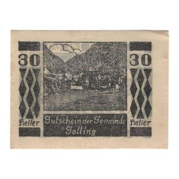 Banknote, Austria, Golling Sbg. Gemeinde, 30 Heller, paysage, 1920, 1920-12-31