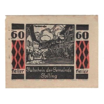 Banknote, Austria, Golling Sbg. Gemeinde, 60 Heller, rue, 1920, 1920-12-31