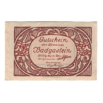 Banknote, Austria, Bad Gastein Sbg. Gemeinde, 30 Heller, paysage, 1920