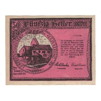 Banknote, Austria, Lamprechtshausen bei Salzburg Sbg. Gemeinde, 50 Heller