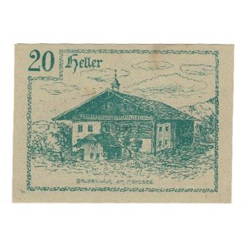 Geldschein, Österreich, Innerschwandt O.Ö. Gemeinde, 20 Heller, Texte, 1920