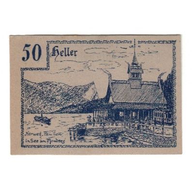 Geldschein, Österreich, Innerschwandt O.Ö. Gemeinde, 50 Heller, Texte, 1920