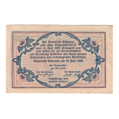 Biljet, Oostenrijk, Eschenau Im Pinzgau Sbg. Gemeinde, 10 Heller, Texte, 1920