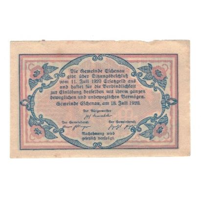Biljet, Oostenrijk, Eschenau Im Pinzgau Sbg. Gemeinde, 50 Heller, Texte, 1920