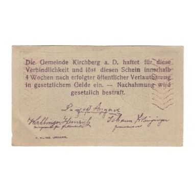 Banknote, Austria, Kirchberg an der Donau O.Ö. Gemeinde, 50 Heller, Texte