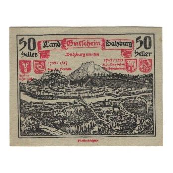 Banknote, Austria, Salzburg Sbg. Land, 50 Heller, paysage, 1920, AU(55-58)
