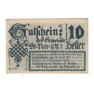 Banknote, Austria, St. Veit im Mühlkreis O.Ö. Gemeinde, 10 Heller, Batiment