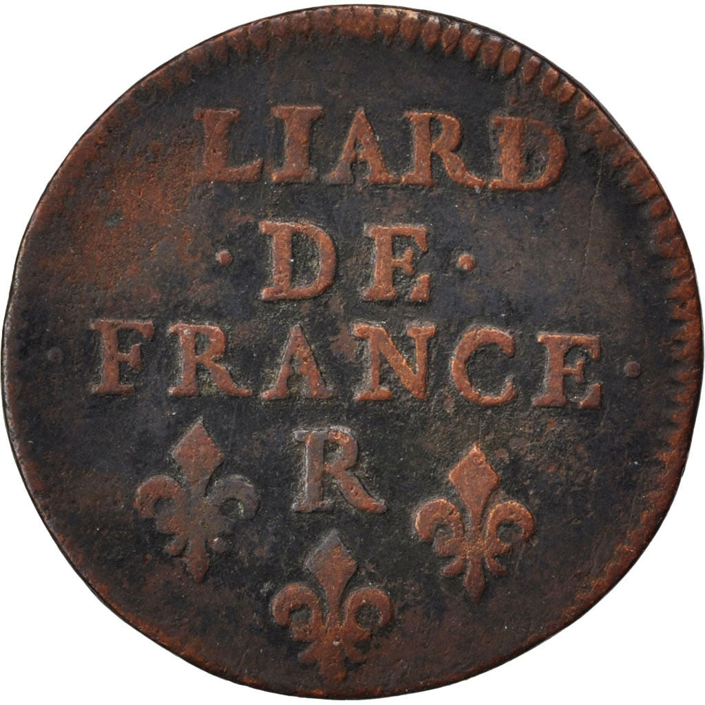 FRANCE, Liard de France au buste juvénile, deuxième type, Liard, 1656, Villeneuv