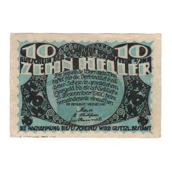 Banknote, Austria, Wernstein am Inn O.Ö. Gemeinde, 10 Heller, paysage, 1920