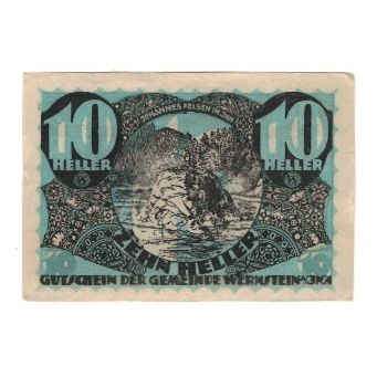 Banknote, Austria, Wernstein am Inn O.Ö. Gemeinde, 10 Heller, paysage, 1920