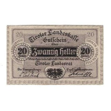 Banknote, Austria, Tiroler Landeskasse Tirol Land, 20 Heller, Texte, 1920