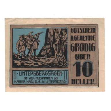 Banknote, Austria, Grödig sbg. Gemeinde, 10 Heller, personnage, 1920