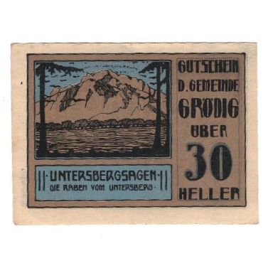 Geldschein, Österreich, Grödig sbg. Gemeinde, 30 Heller, paysage, 1920