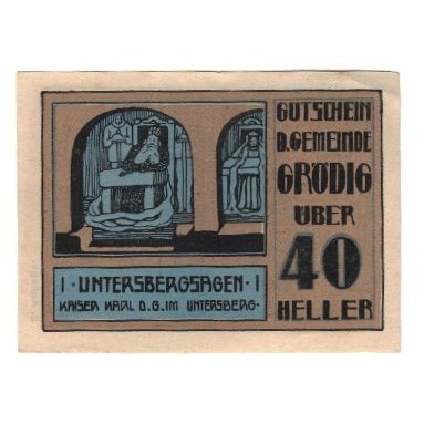 Banconote, Austria, Grödig sbg. Gemeinde, 40 Heller, personnage, 1920