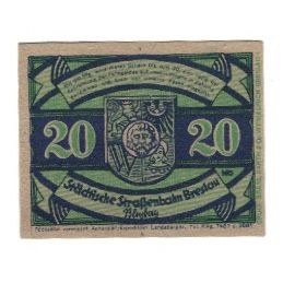 Banknote, Germany, Breslau Städtische Straßenbahn, 20 Pfennig, Texte, 1922