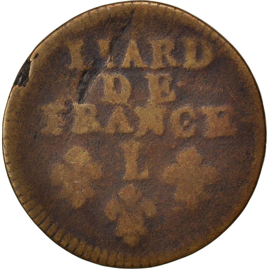 FRANCE, Liard de France au buste âgé, troisième type, Liard, 1696, Lille, KM #28