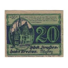 Banknote, Germany, Breslau Städtische Straßenbahn, 20 Pfennig, texte 1, 1922
