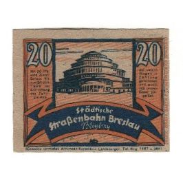 Banconote, Germania, Breslau Städtische Straßenbahn, 20 Pfennig, texte 1
