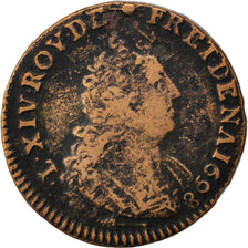 FRANCE, Liard de France au buste âgé, troisième type, Liard, 1698, Besan, KM #28