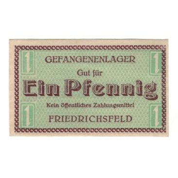 Banknote, Germany, Gefangenenlager Friedrichsfeld, 1 Pfennig, valeur faciale