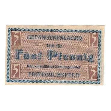 Banknote, Germany, Gefangenenlager Friedrichsfeld, 5 Pfennig, valeur faciale