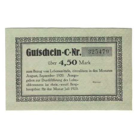 Banknot, Niemcy, Lebensmittel, 4.5 Mark, N.D, 1920, AU(55-58)