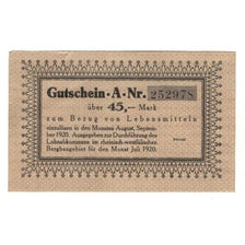Nota, Alemanha, Lebensmittel, Mark, N.D, 1920, 45 Mark, AU(55-58)