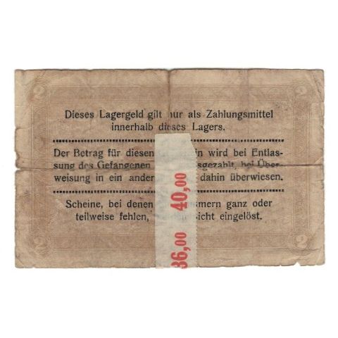 Banknote, Germany, Gefangenenlager Burgsteinfurt, 2 Mark, Texte, 1916