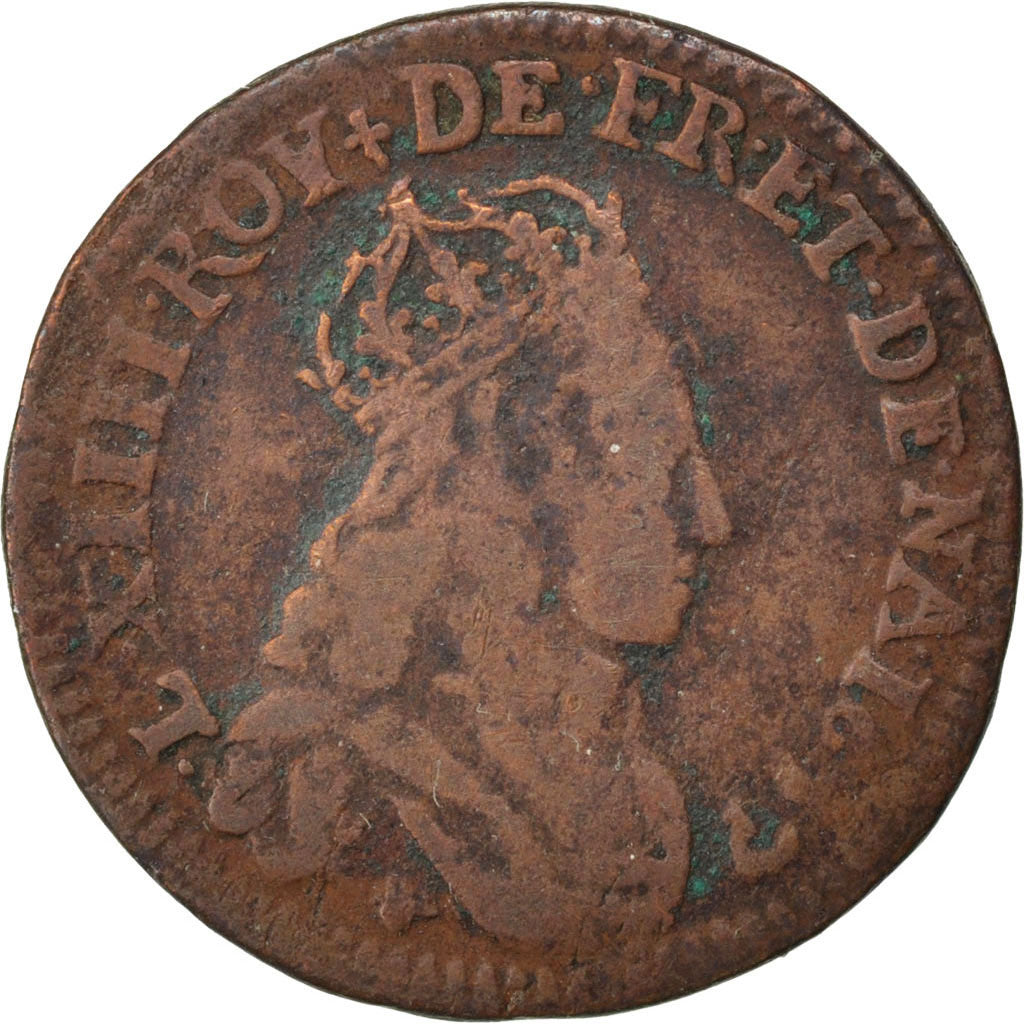 FRANCE, Liard de France au buste juvénile, deuxième type, Liard, 1657, Lyon, KM 