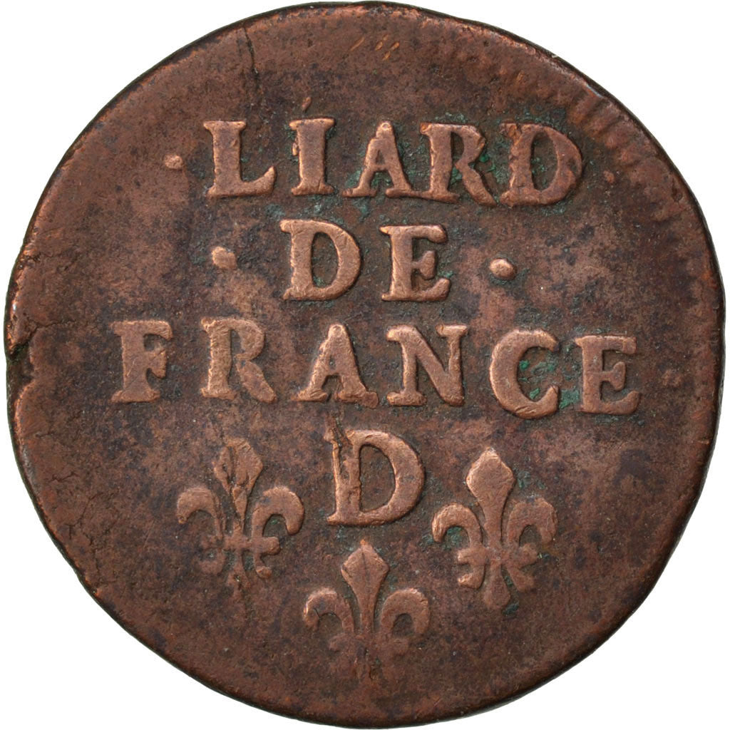 FRANCE, Liard de France au buste juvénile, deuxième type, Liard, 1657, Lyon, KM 