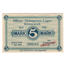 Banconote, Germania, Gefangenenlager Gütersloh, 5 Mark, Texte, 1916