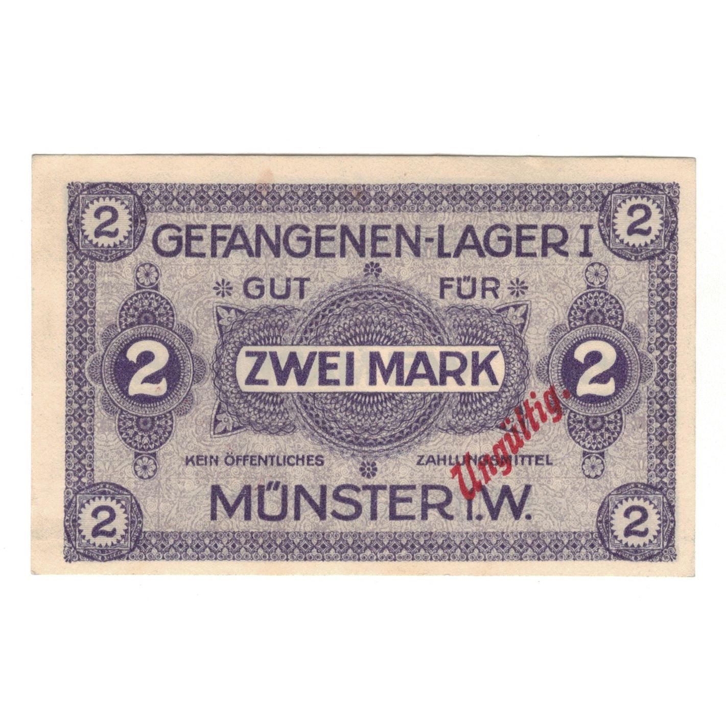 Banknote, Germany, Gefangenenlager Münster i.W., 2 Mark, valeur faciale