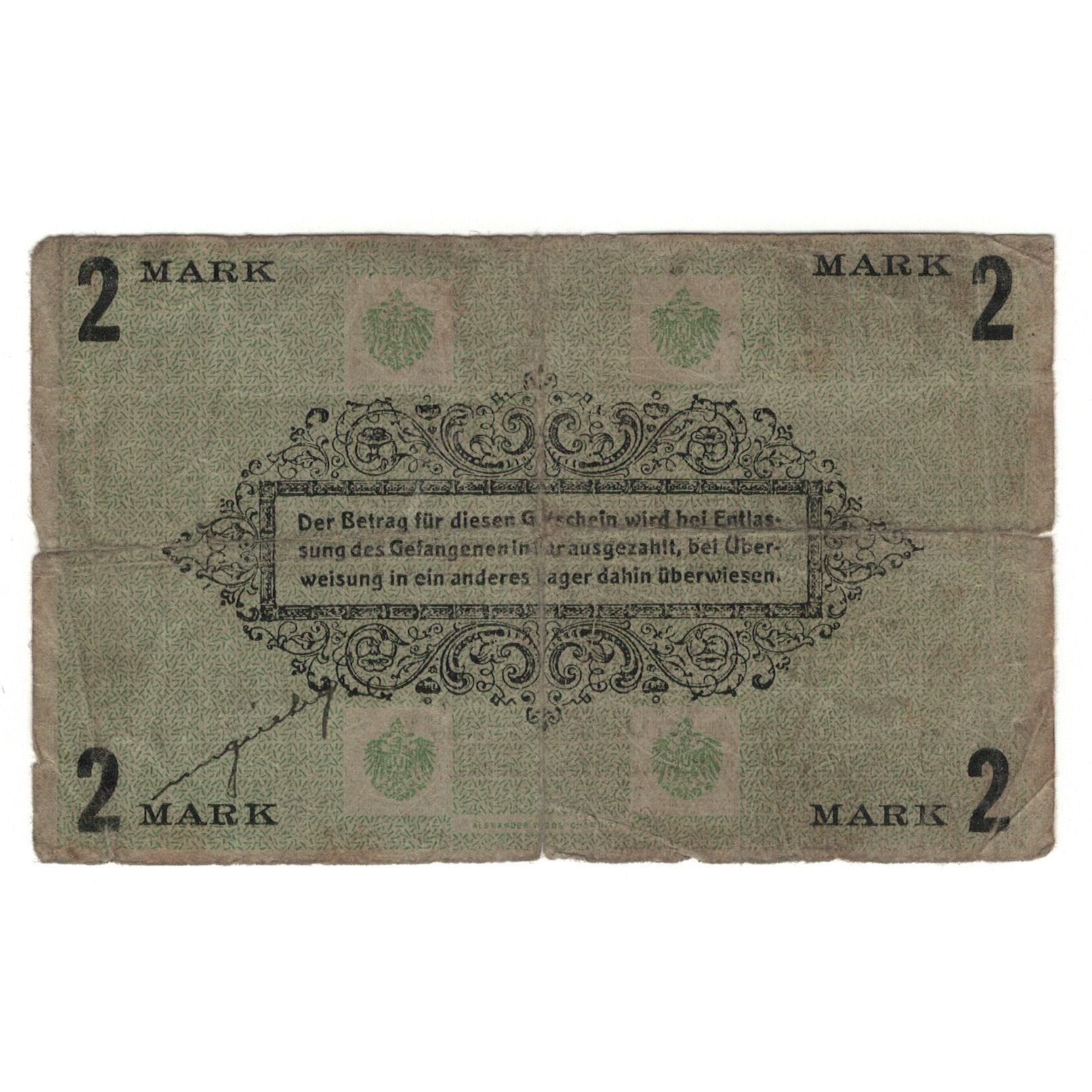Geldschein, Deutschland, Gefangenenlager Münster i.W., 2 Mark, Texte, SGE+