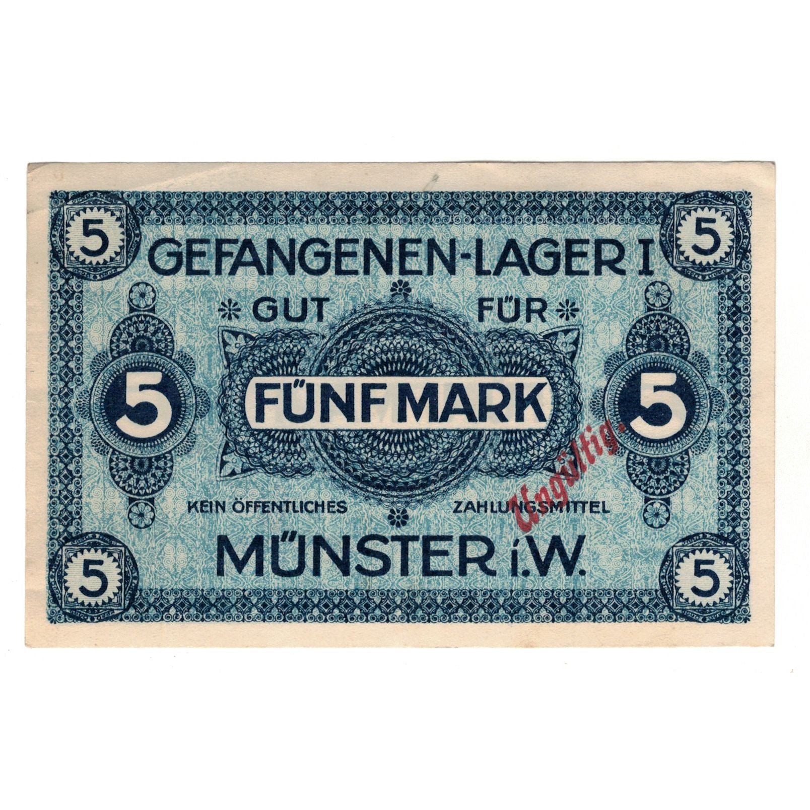 Geldschein, Deutschland, Gefangenenlager Münster i.W., 5 Mark, valeur faciale