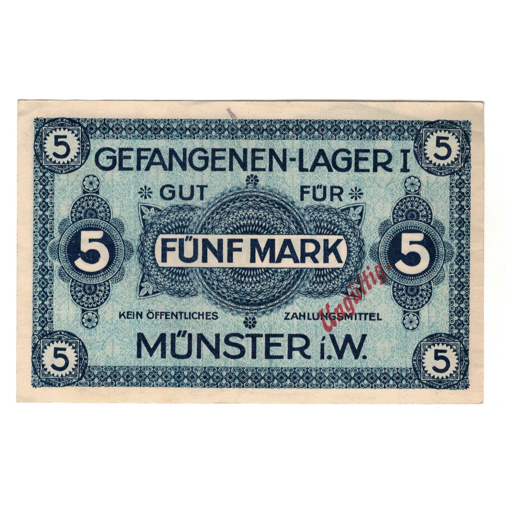 Geldschein, Deutschland, Gefangenenlager Münster i.W., 5 Mark, valeur faciale