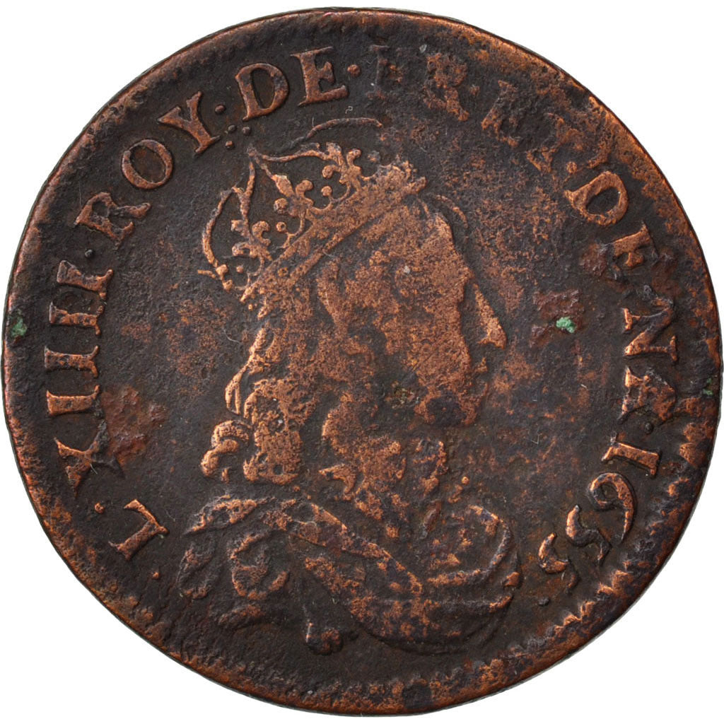 Louis XIV, Liard de France au buste juvénile, Montreuil-Bonnin