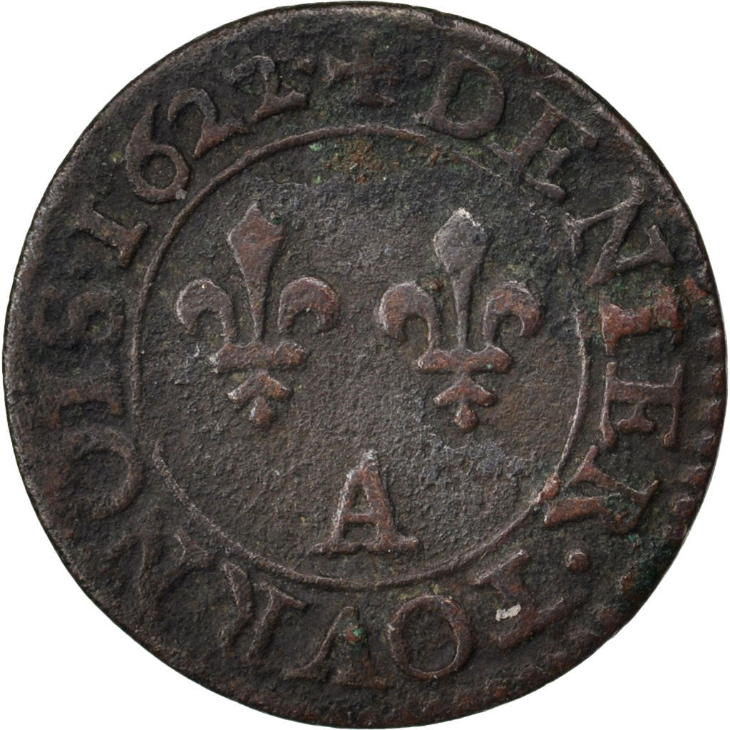 Münze, Frankreich, Louis XIII, Denier tournois, buste juvénile au col rabattu