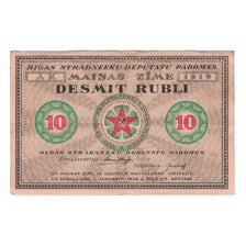 Biljet, Letland, Riga's Workers Deputies' Soviet, 10 Rubles, Texte, 1919, TTB