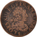Moneta, Francia, Louis XIII, Double tournois, buste laurée et drapé, Double