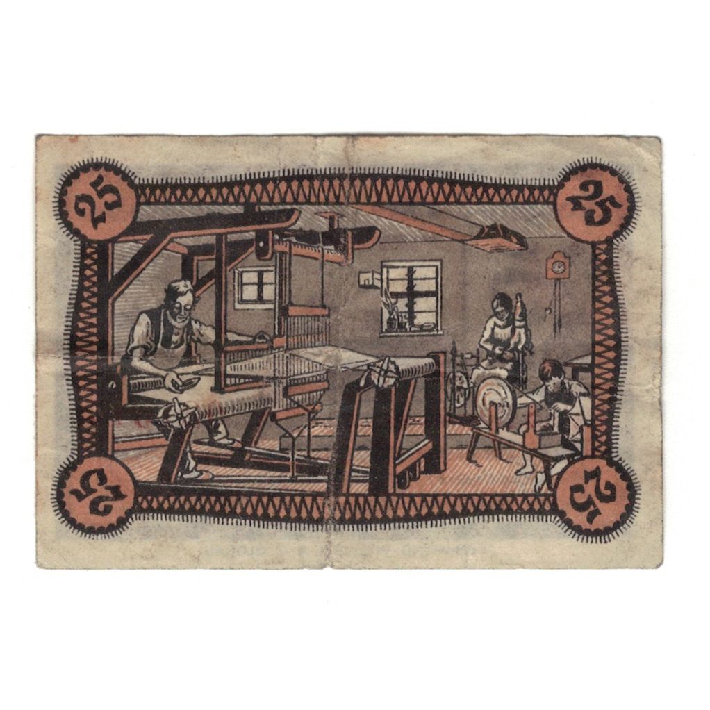 Banknote, Germany, Reichenbach i. Schl Kreis, 25 Pfennig, métier à tisser