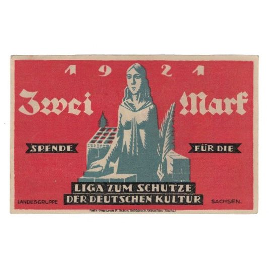 Banconote, Germania, Glauchau Liga zum Schutze der Deutschen Kultur, 2 Mark