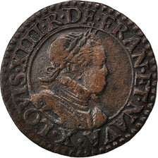 FRANCE, Double tournois, buste laurée et cuirassé, Double Tournois, 1614, Amiens