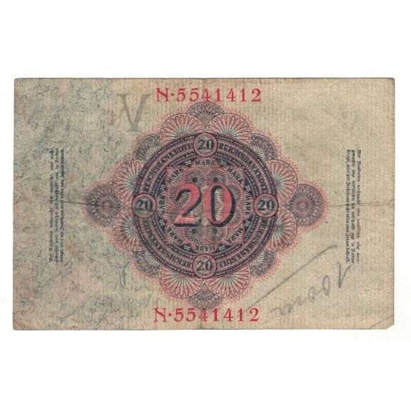 Banknote, Germany, 20 Mark, 1914, 1914-02-19, EF(40-45)