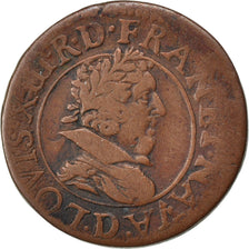 Coin, France, Louis XIII, Double tournois, buste juvénile au col fraisé