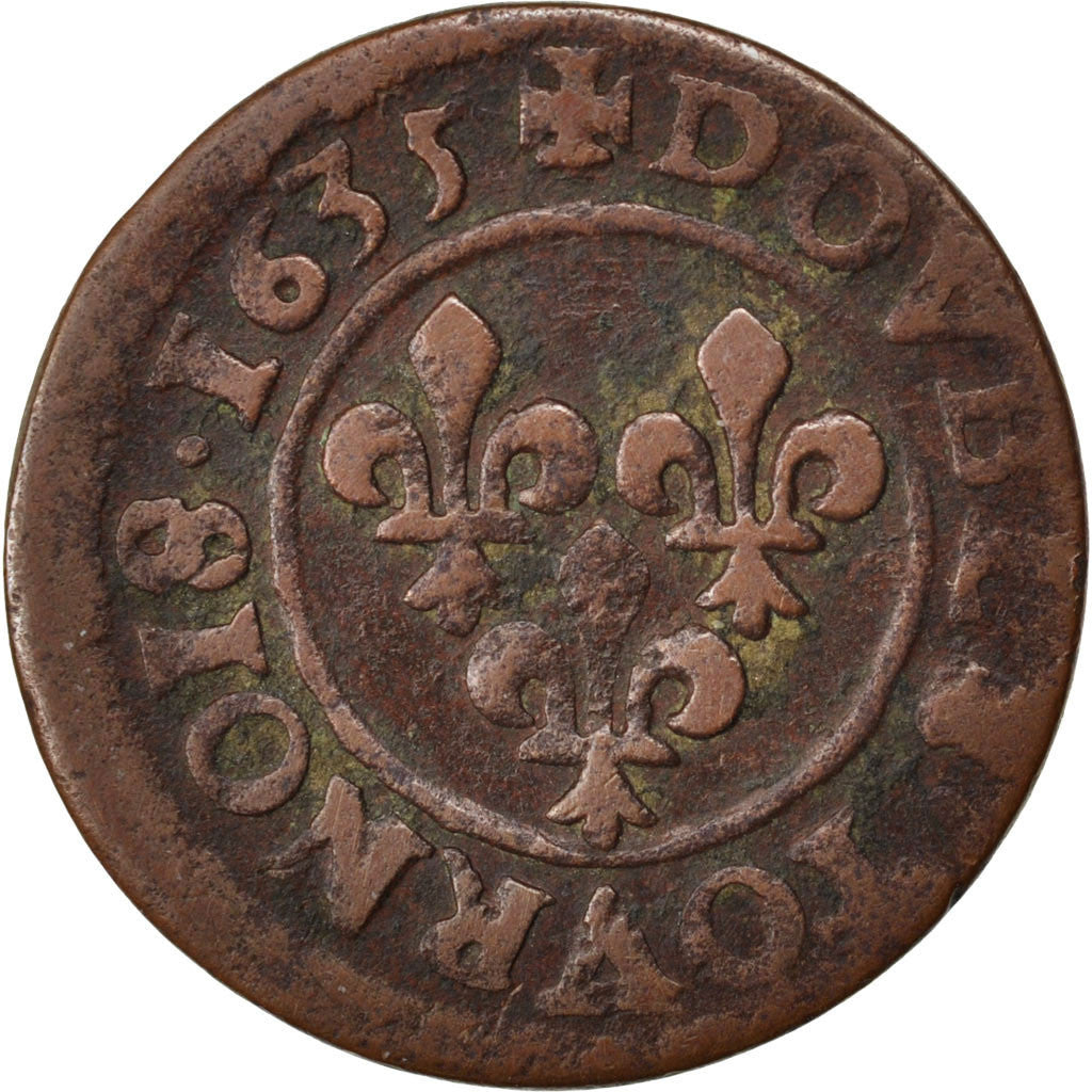Munten, Frankrijk, Louis XIII, Double tournois, buste juvénile au col fraisé