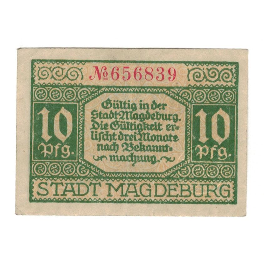 Banknote, Germany, Magdeburg Stadt, 10 Pfennig, Texte, 1920, 1920-04-01