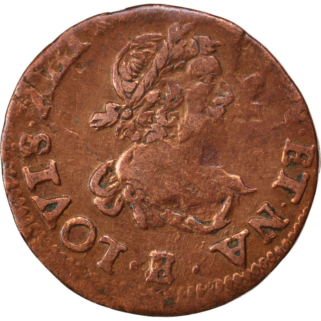 FRANCE, Double tournois, buste laurée et drapé, Double Tournois, 1639, Tours, KM