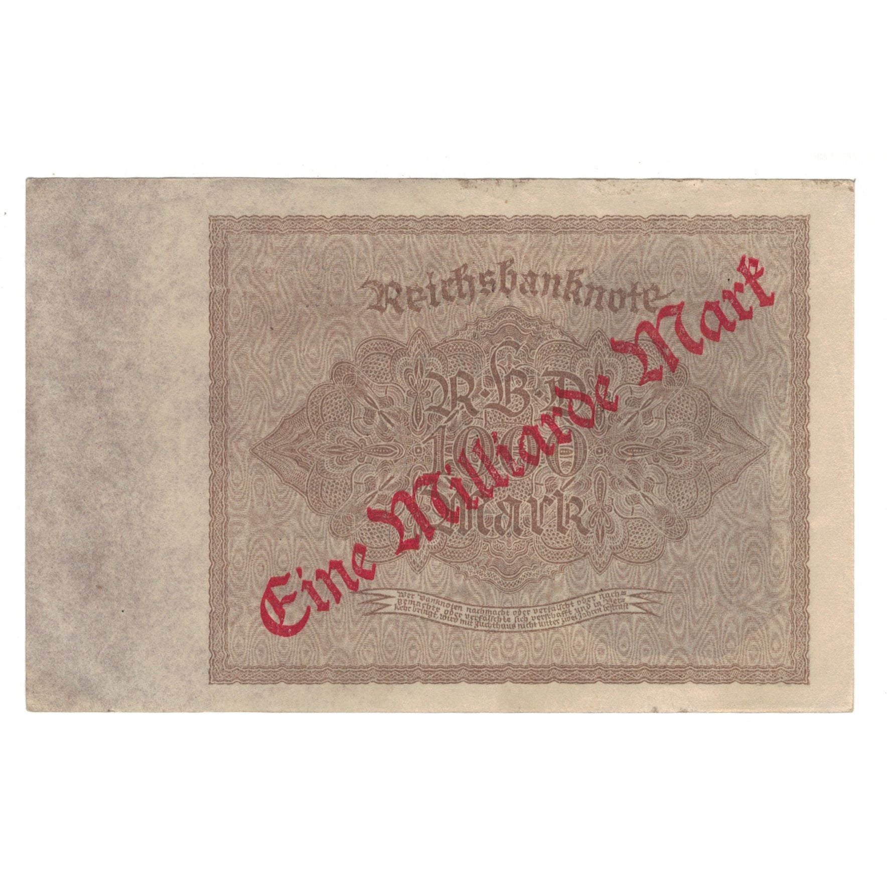Banknote, Germany, 1 Milliarde Mark on 1000 Mark, 1922, 1922-12-15, AU(50-53)