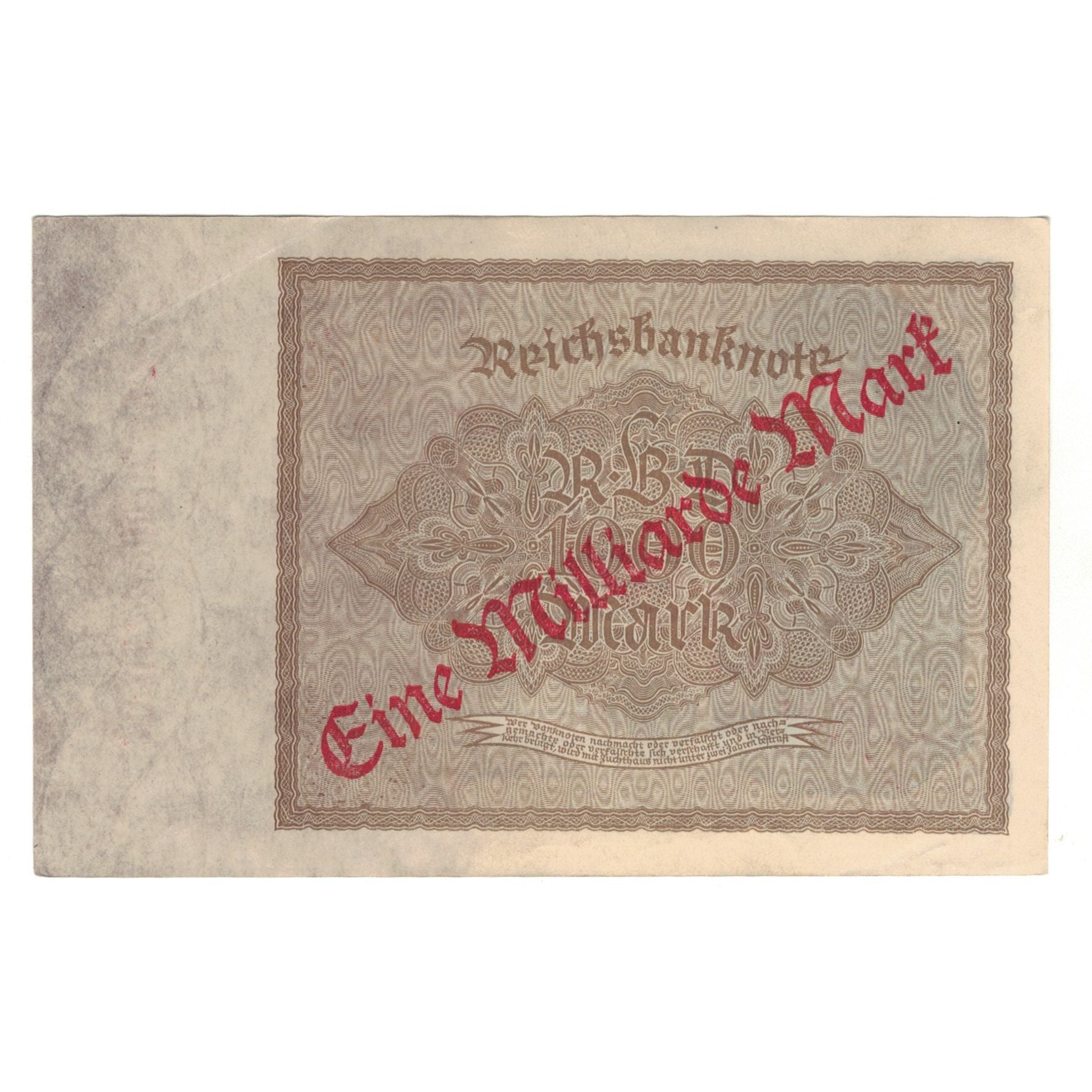 Banknote, Germany, 1 Milliarde Mark on 1000 Mark, 1922, 1922-12-15, AU(50-53)